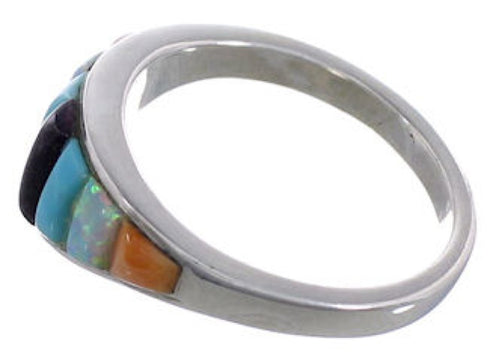Genuine Sterling Silver Multicolor Ring Size 7-3/4 EX43935